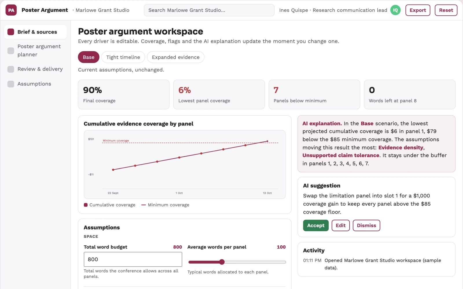 What Scientific poster argument planner looks like