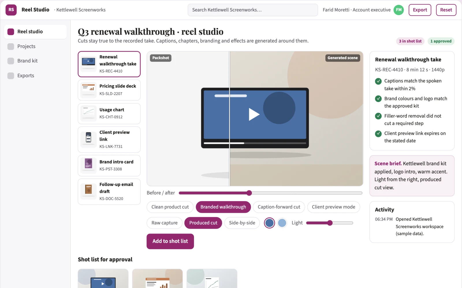 What Screen recording to shareable video message studio looks like