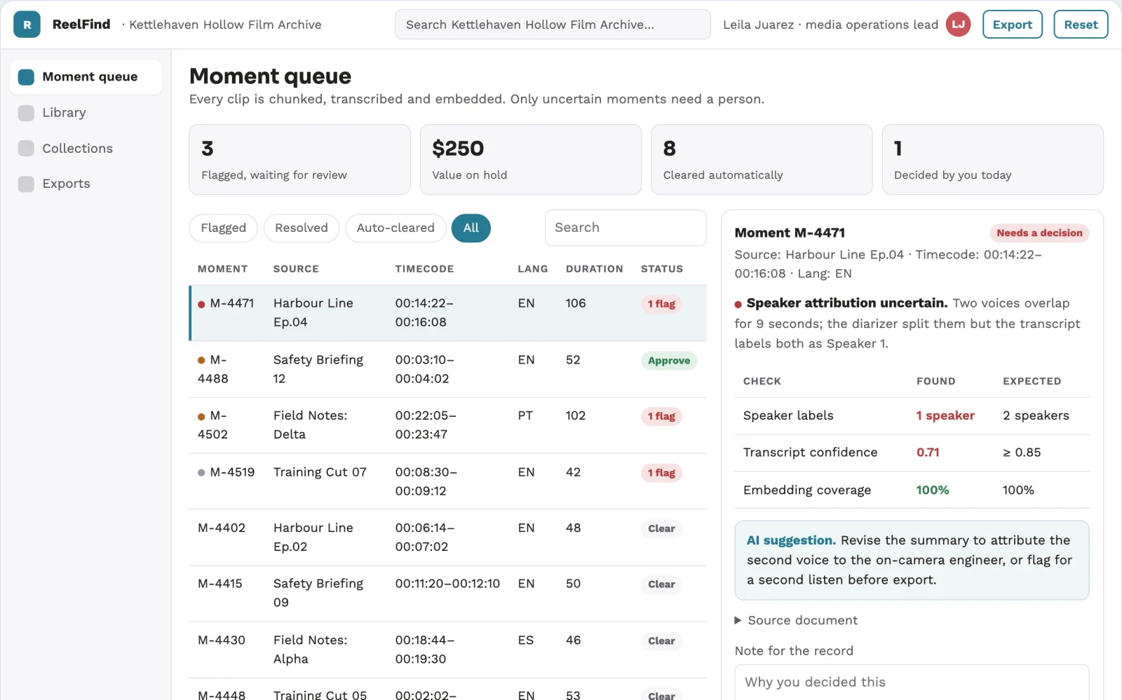What Searchable video library and analysis console looks like