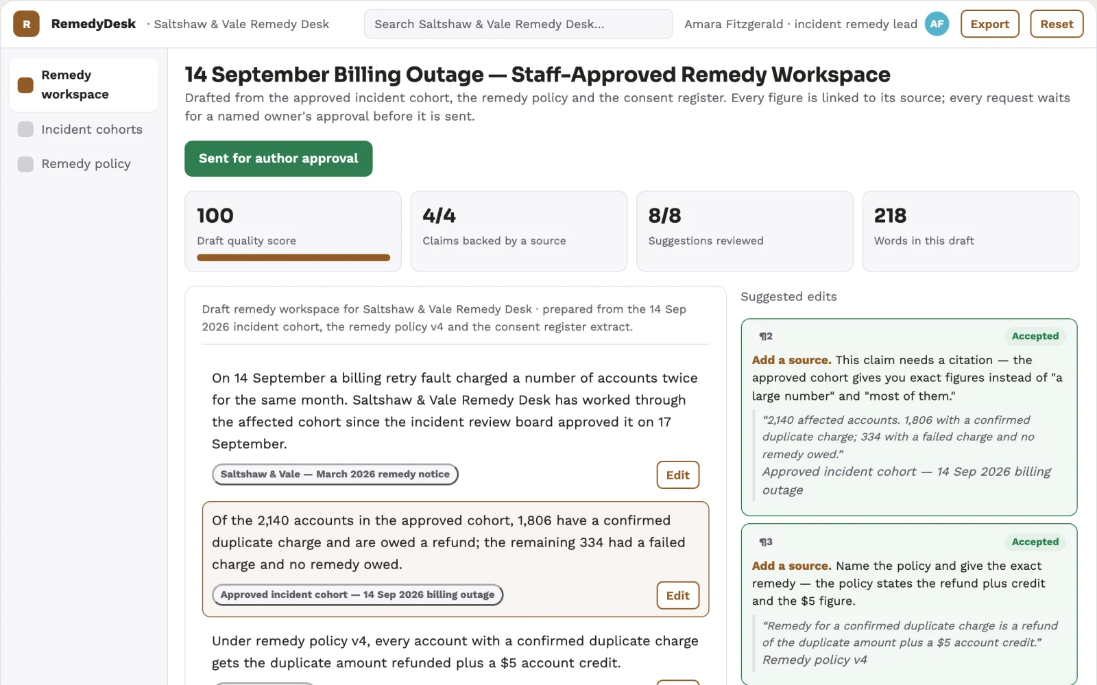What Service incident compensation workload reducer looks like
