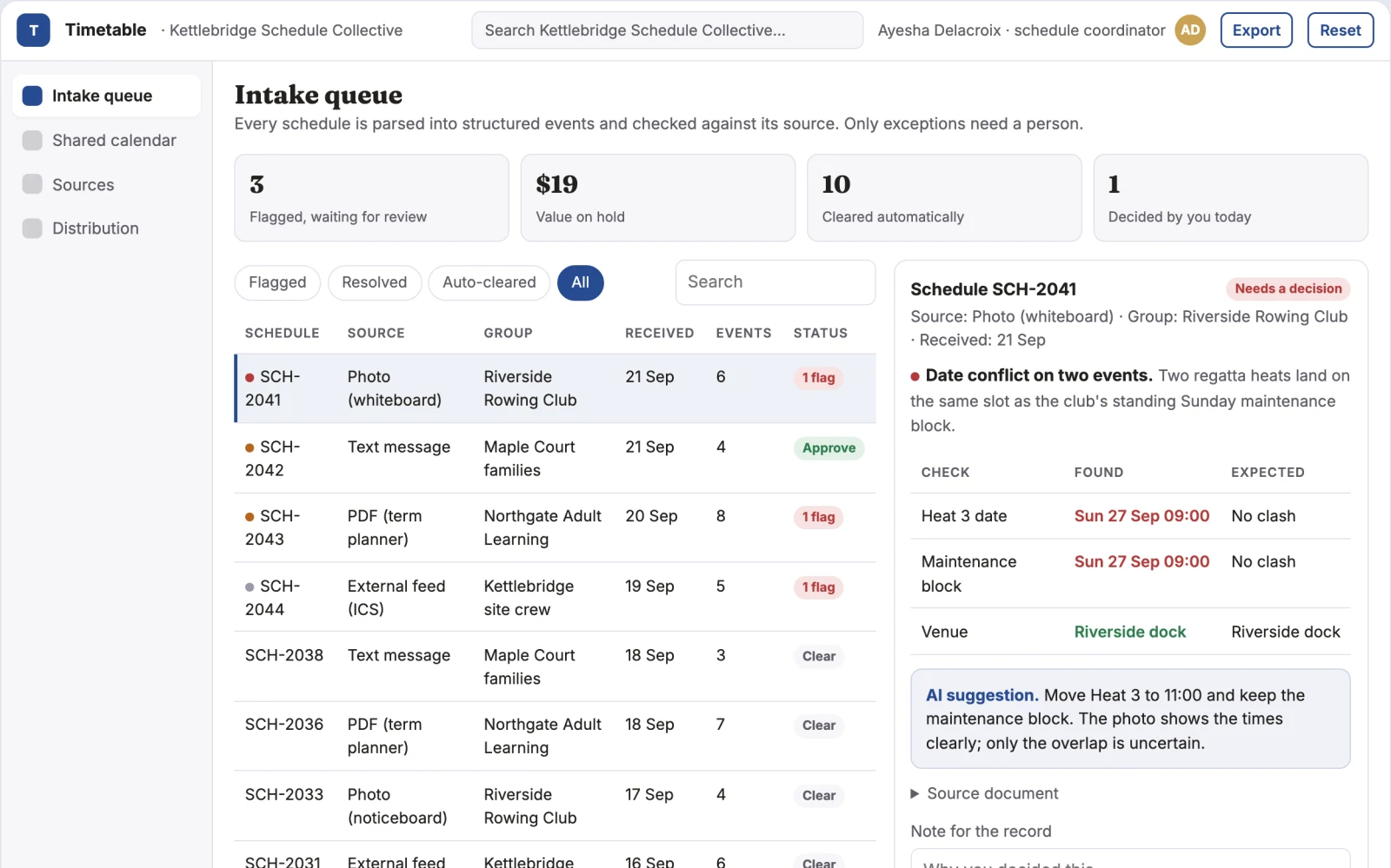 What Shared schedule coordination portal looks like