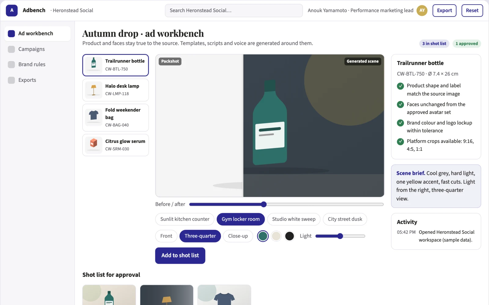 What Short-form social video ad production workbench looks like