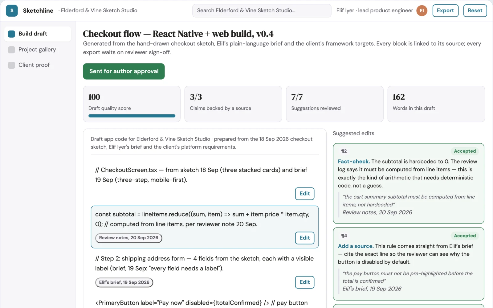 What Sketch and text to app code workbench looks like