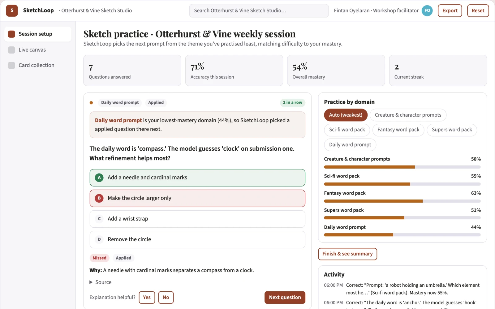 What Sketch prompt recognition practice platform looks like