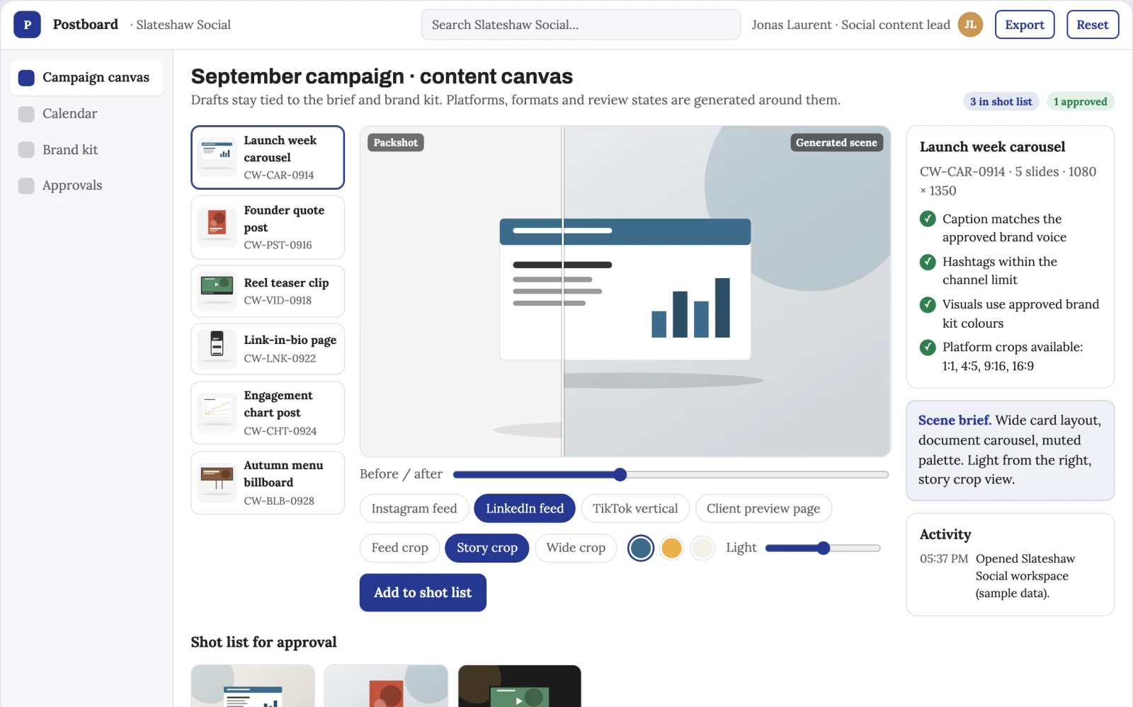 What Social content planning and production workbench looks like