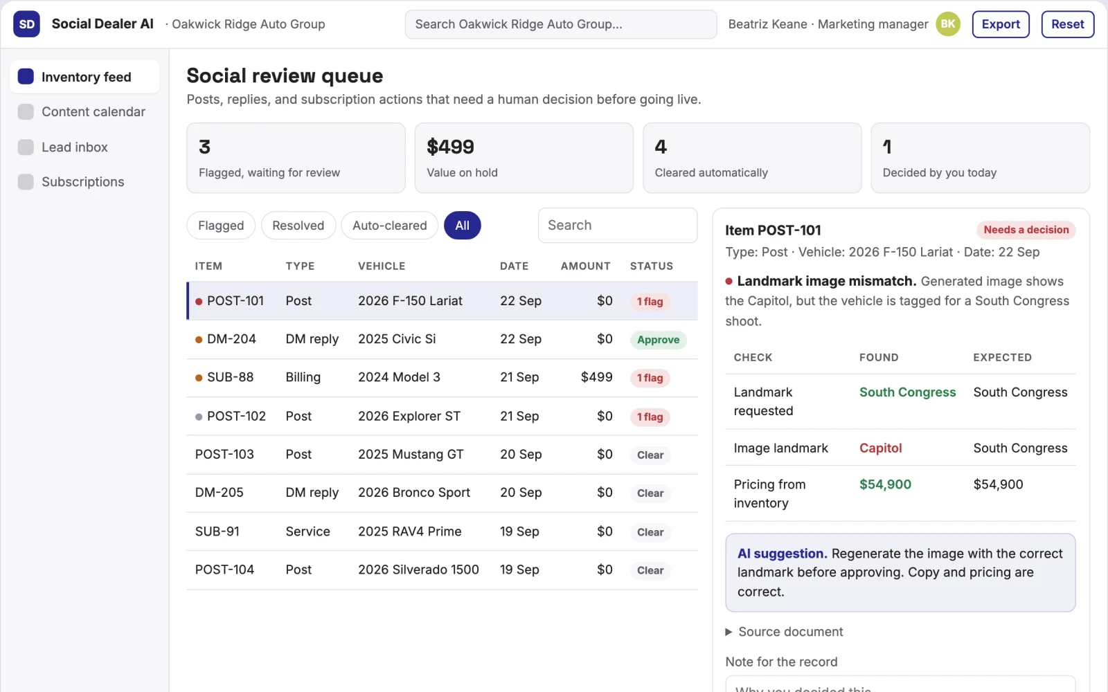 What Dealer Social Subscription AI looks like