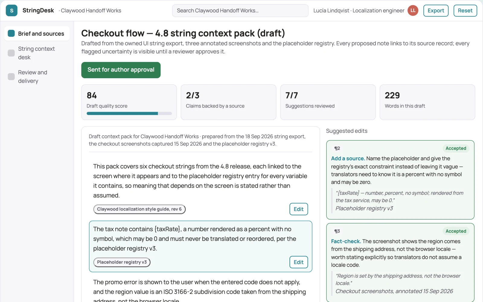 What Software localization string context desk looks like