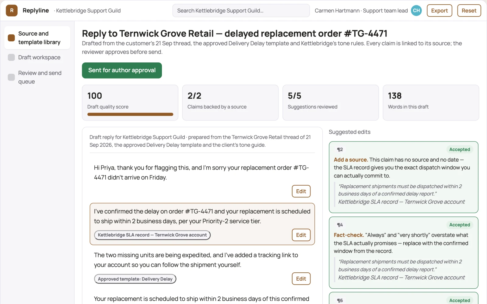 What Source-based email drafting and reply workbench looks like