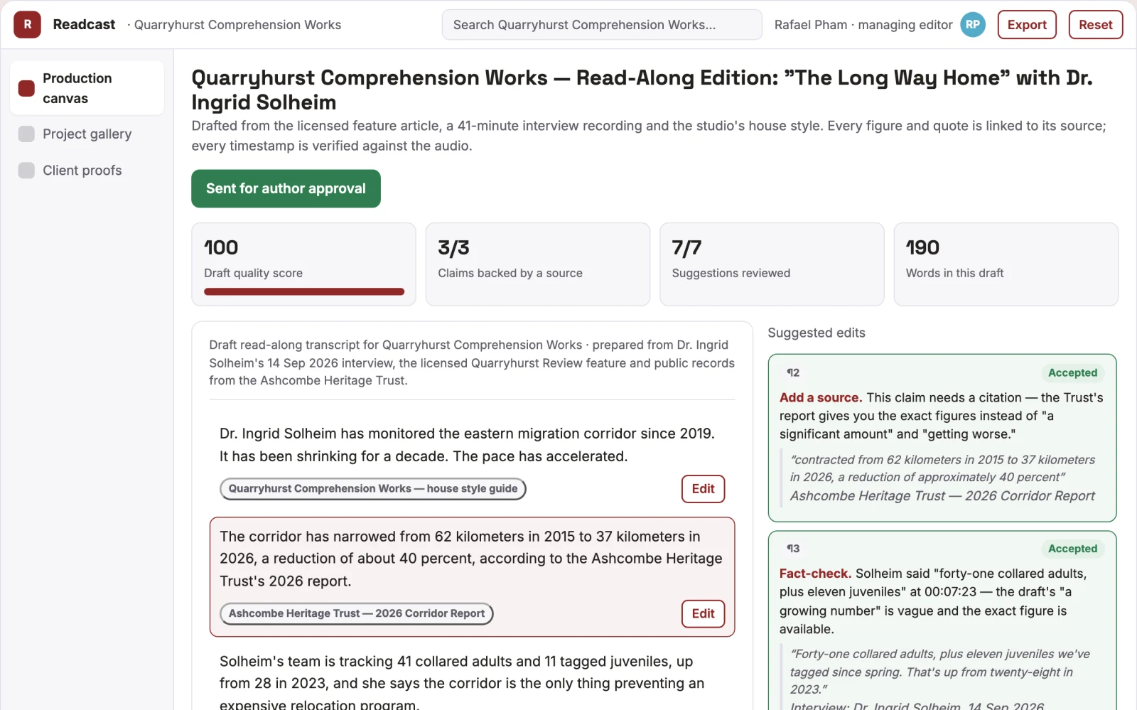 What Source-based reading and transcription workspace looks like