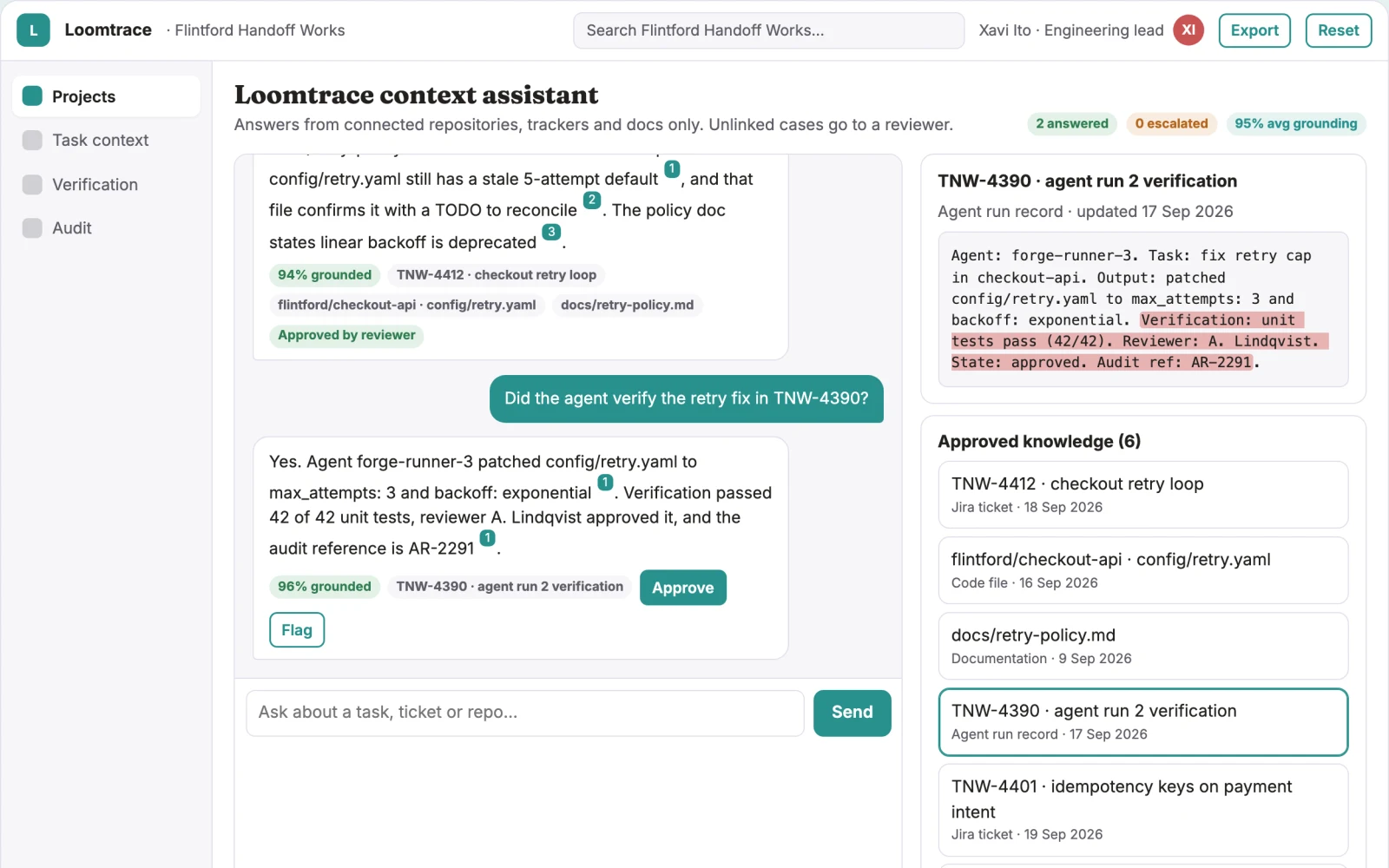 What Source-linked coding agent context and orchestration console looks like