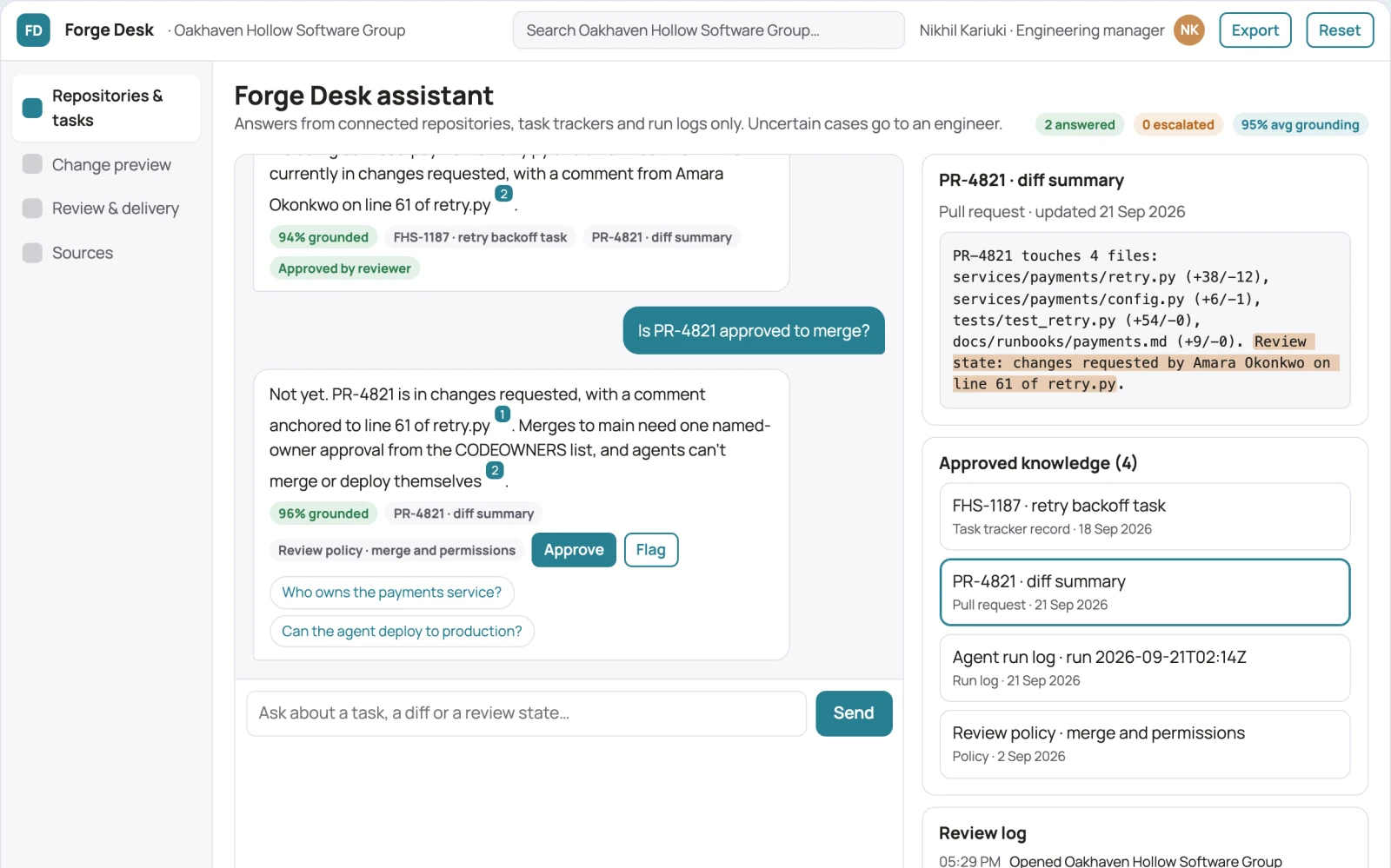 What Source-linked development assistant and admin console looks like