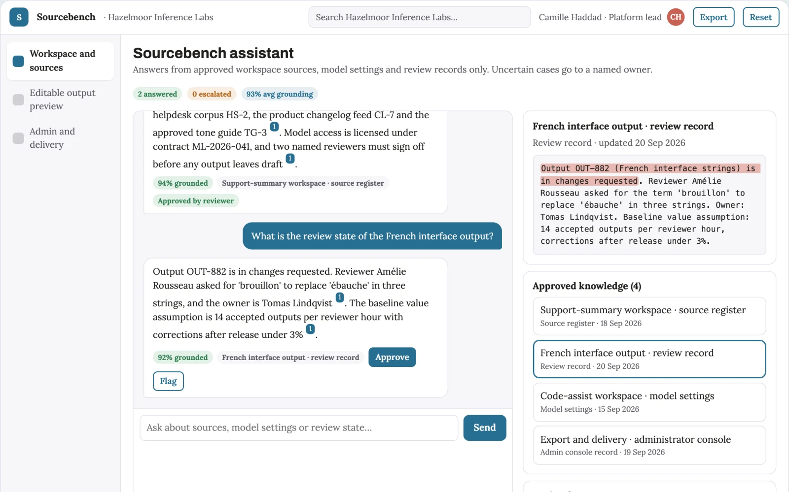 What Source-linked language model workbench looks like