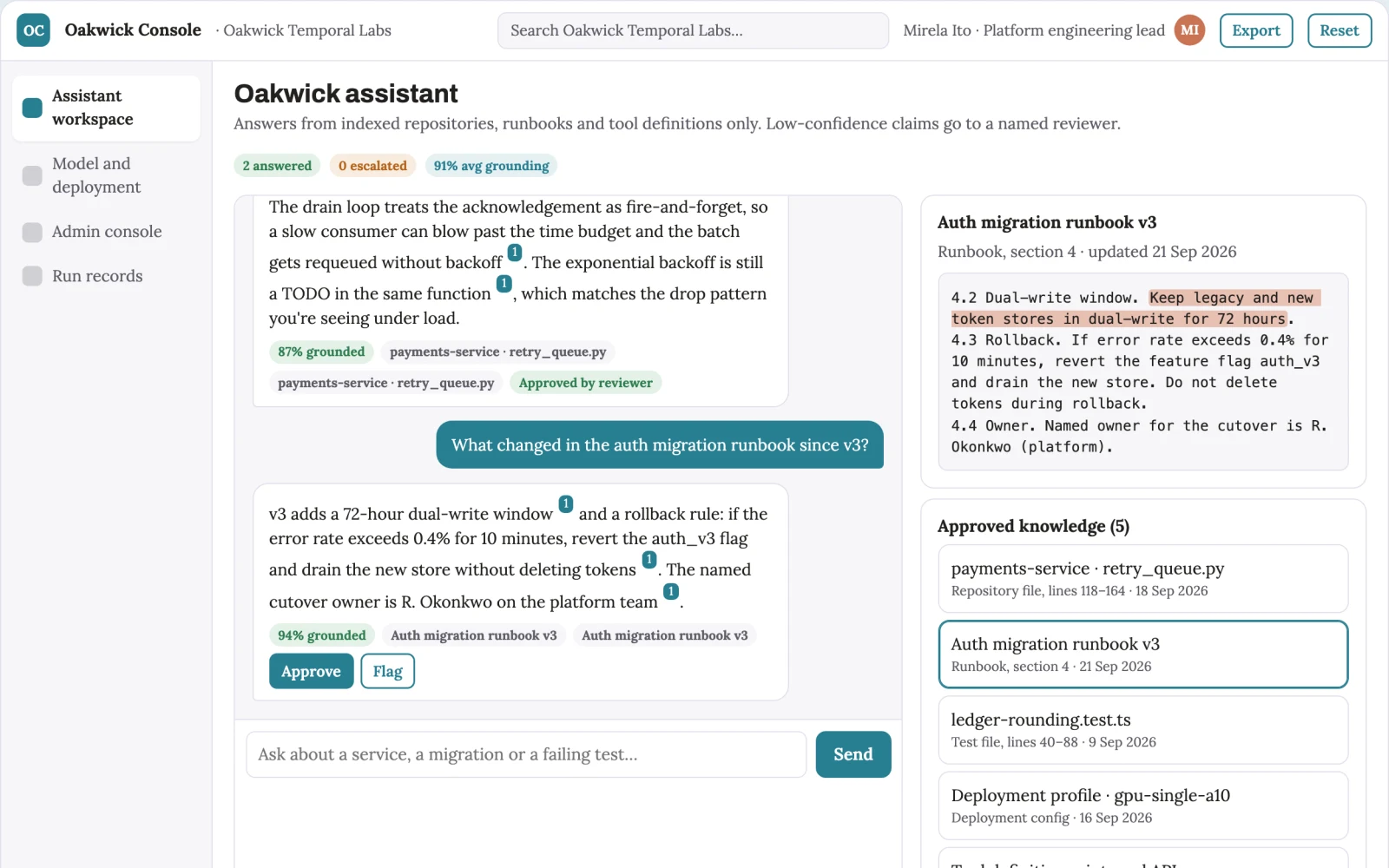 What Source-linked open model coding and reasoning console looks like