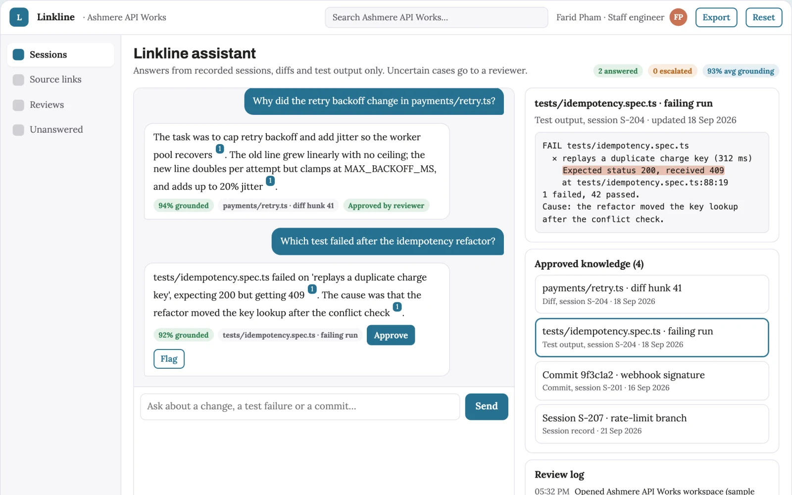 What Source-linked terminal coding assistant console looks like