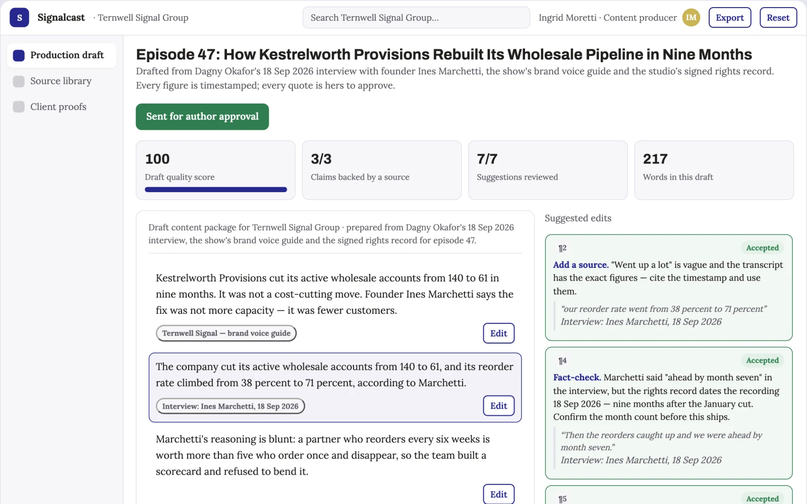What Source-to-multichannel content production workspace looks like
