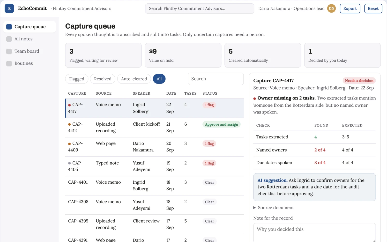 What Spoken thought capture and task coordination portal looks like