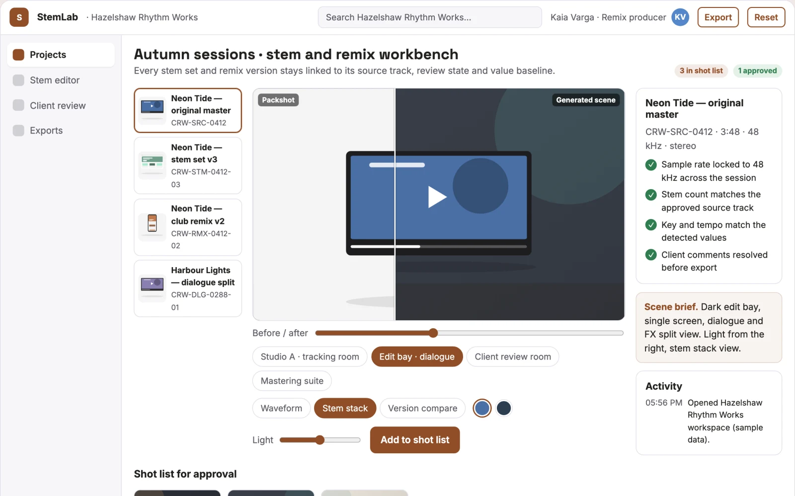 What Stem separation and remix production workbench looks like