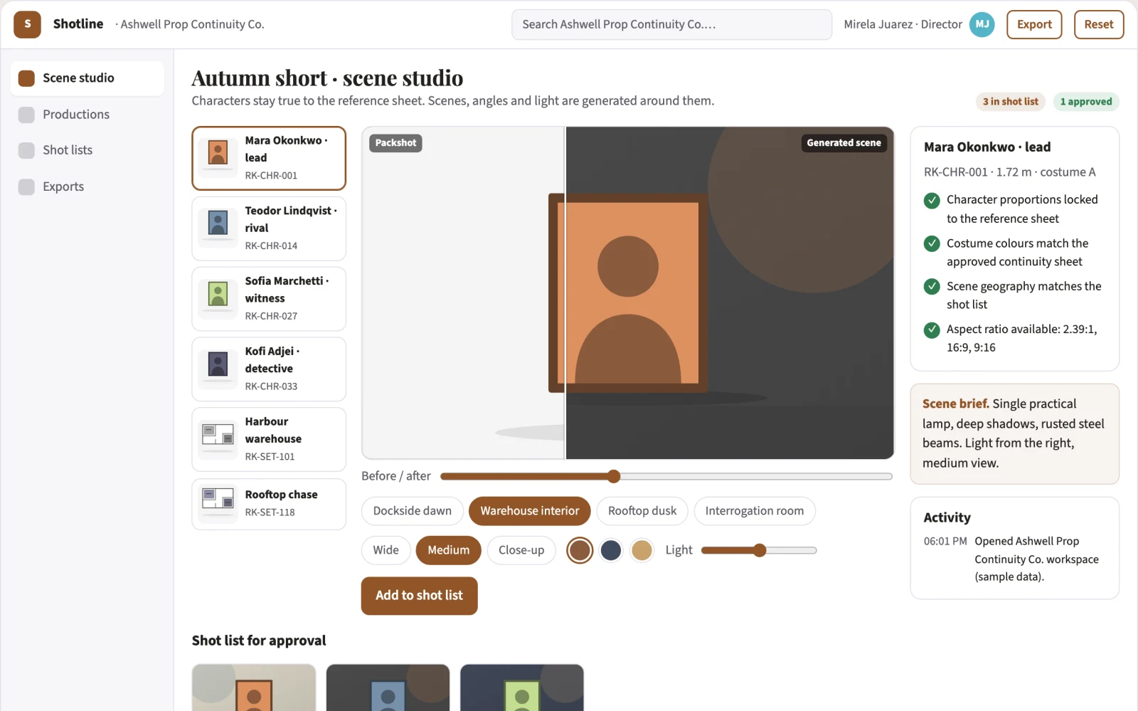 What Storyboard planning and review workspace looks like