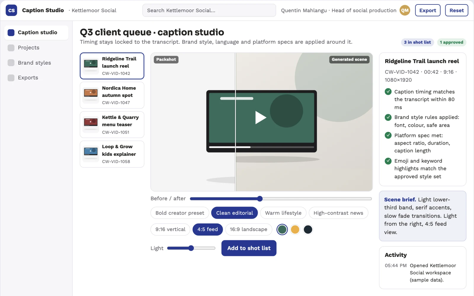 What Styled caption and subtitle production studio looks like