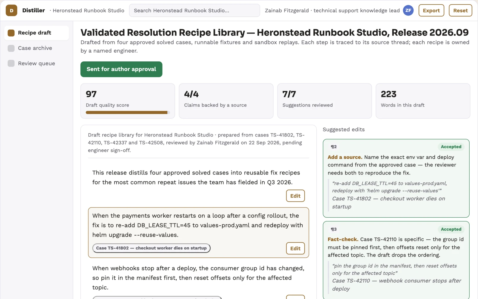 What Support resolution knowledge distiller looks like