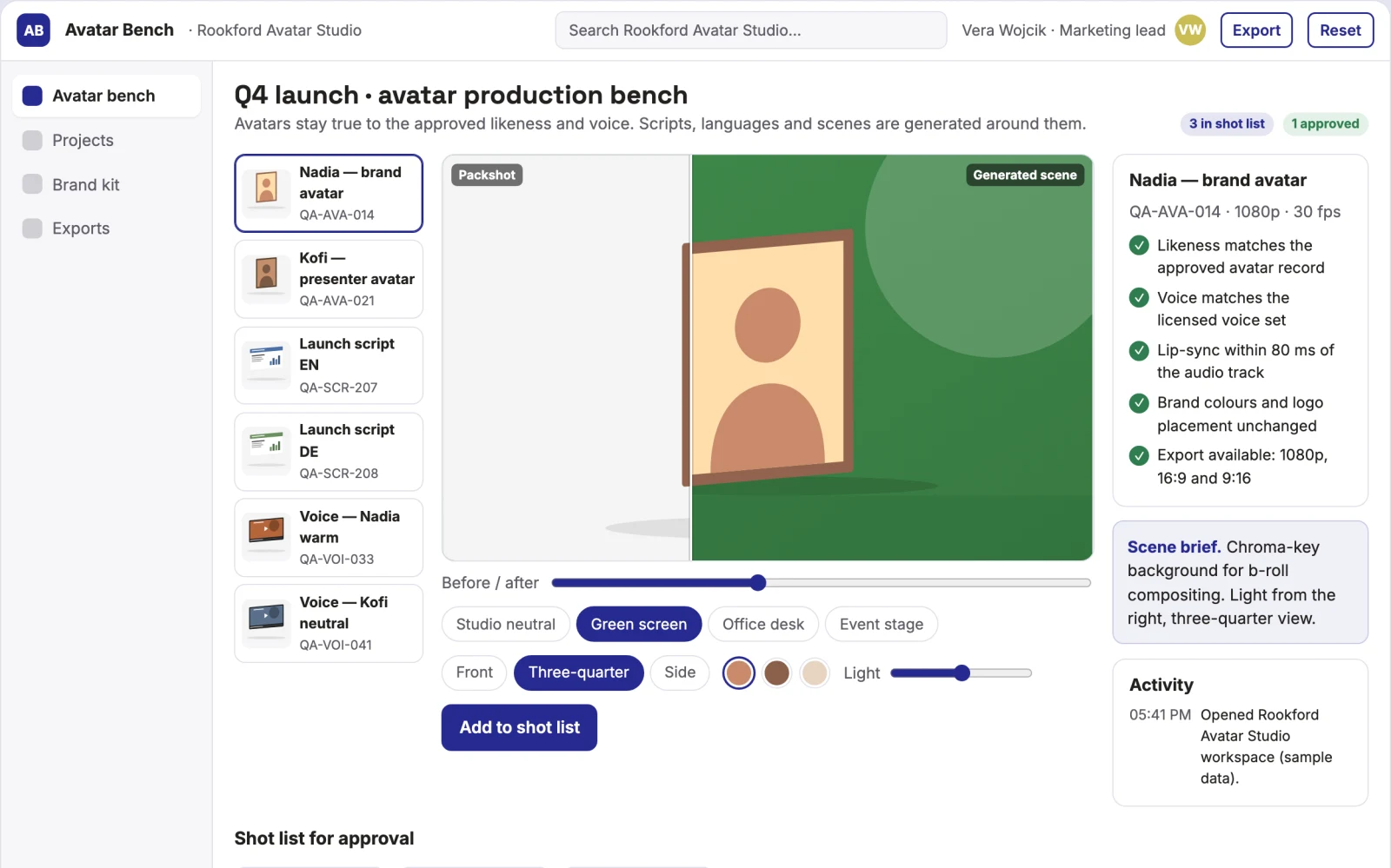 What Talking avatar video production workbench looks like