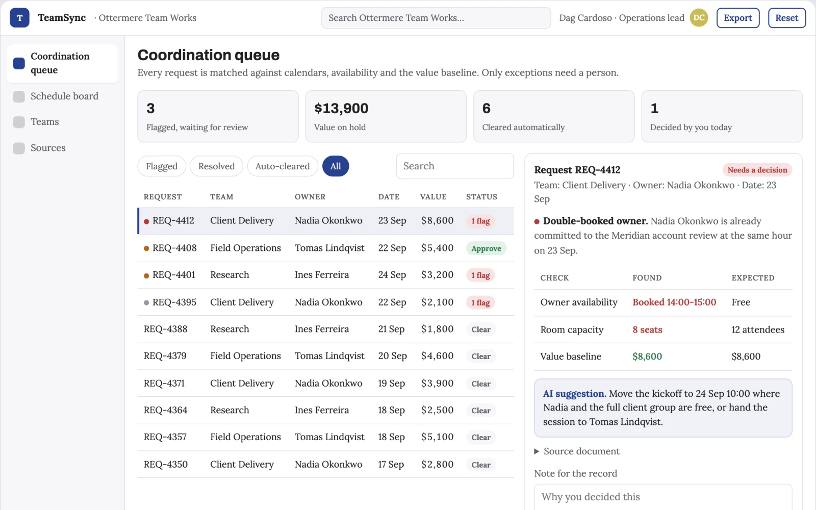 What Team scheduling and task coordination portal looks like