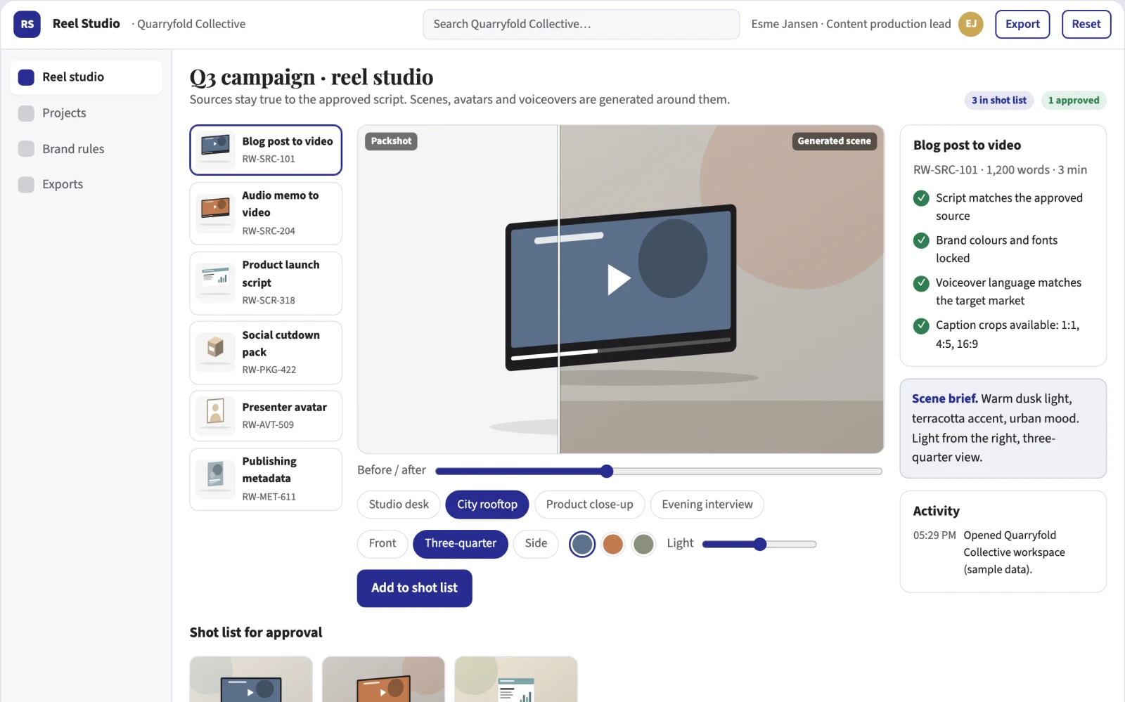 What Text and audio to finished video production platform looks like