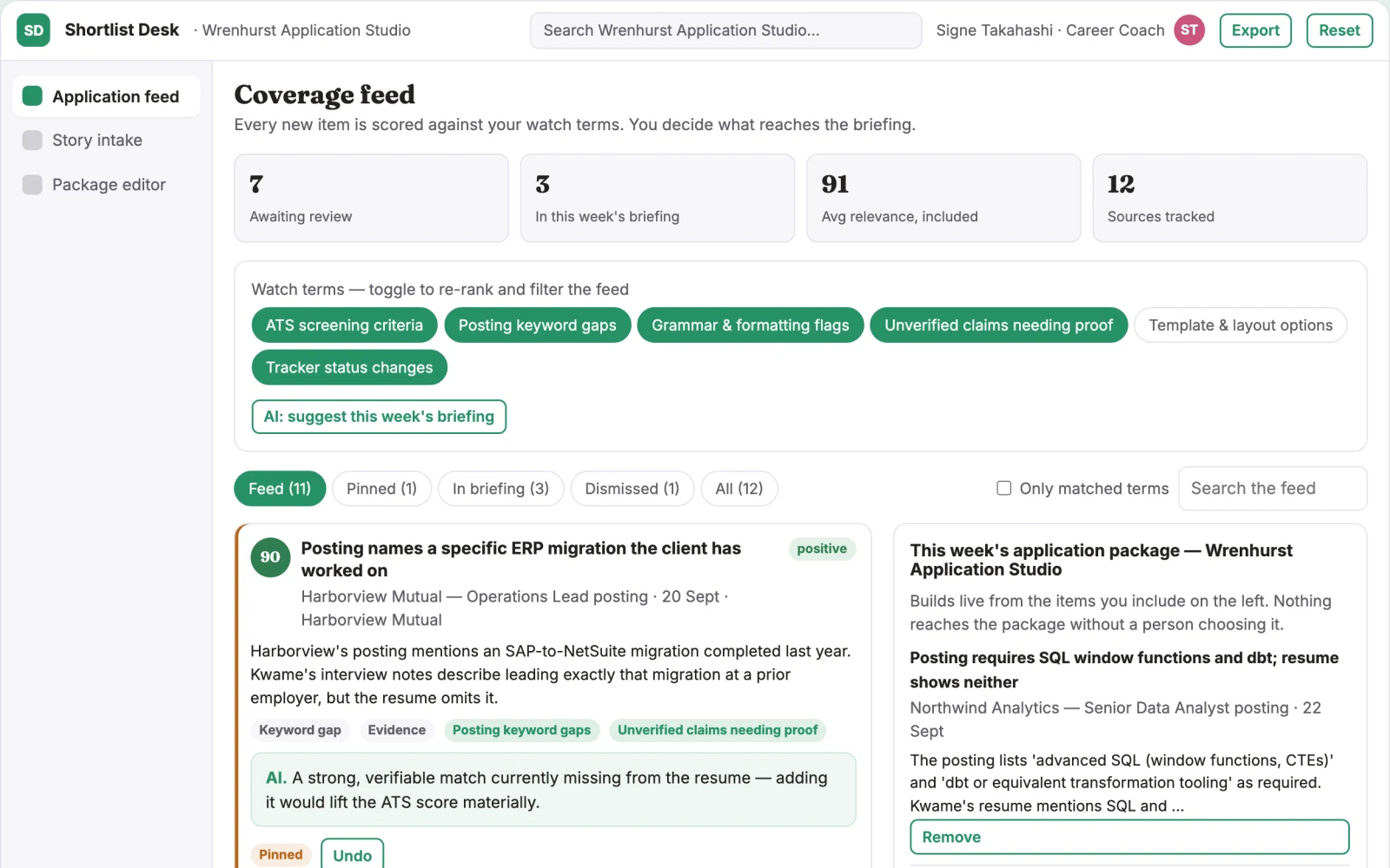 What Transparent job application preparation and shortlist workbench looks like