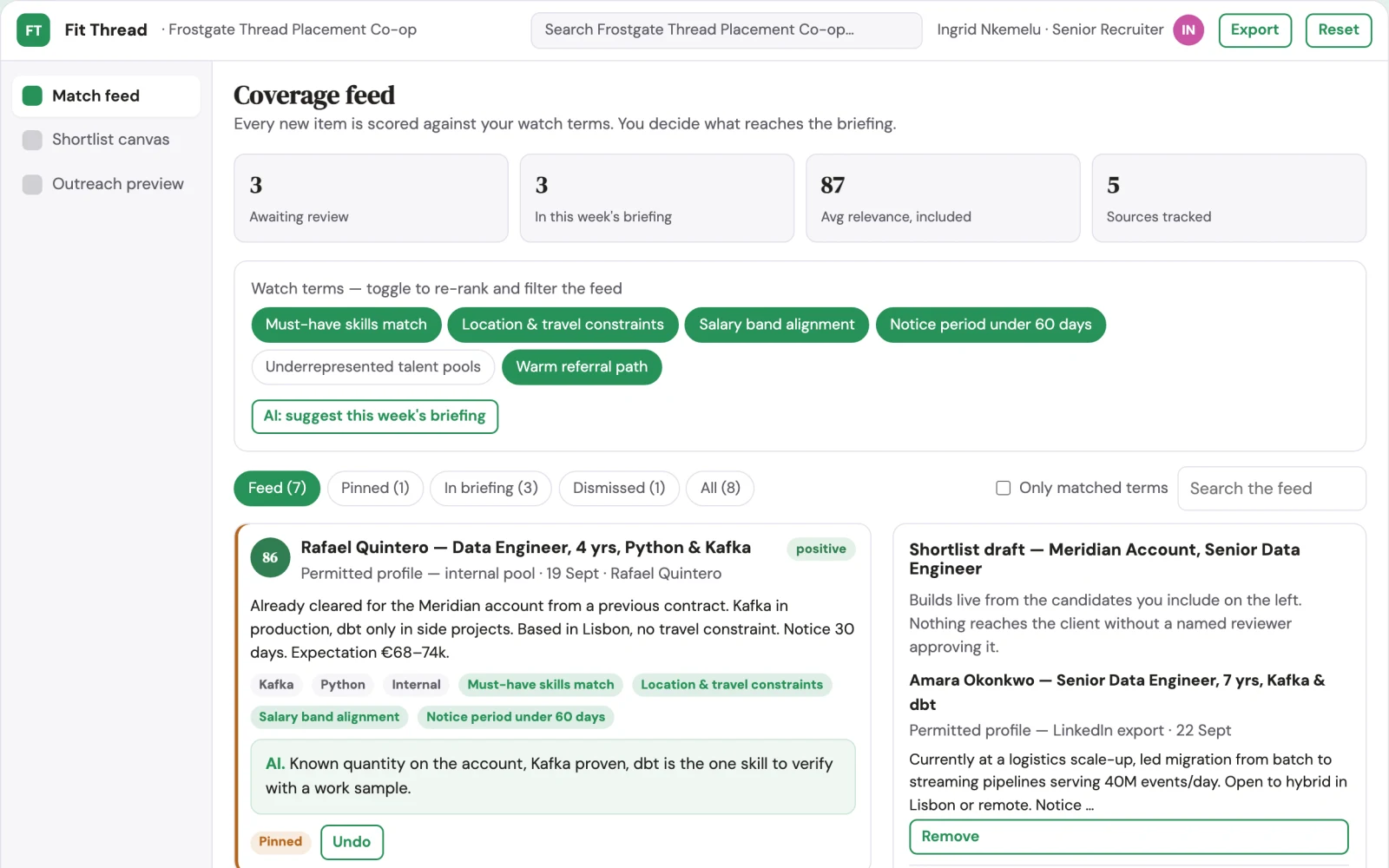What Transparent opportunity matching and shortlist platform looks like
