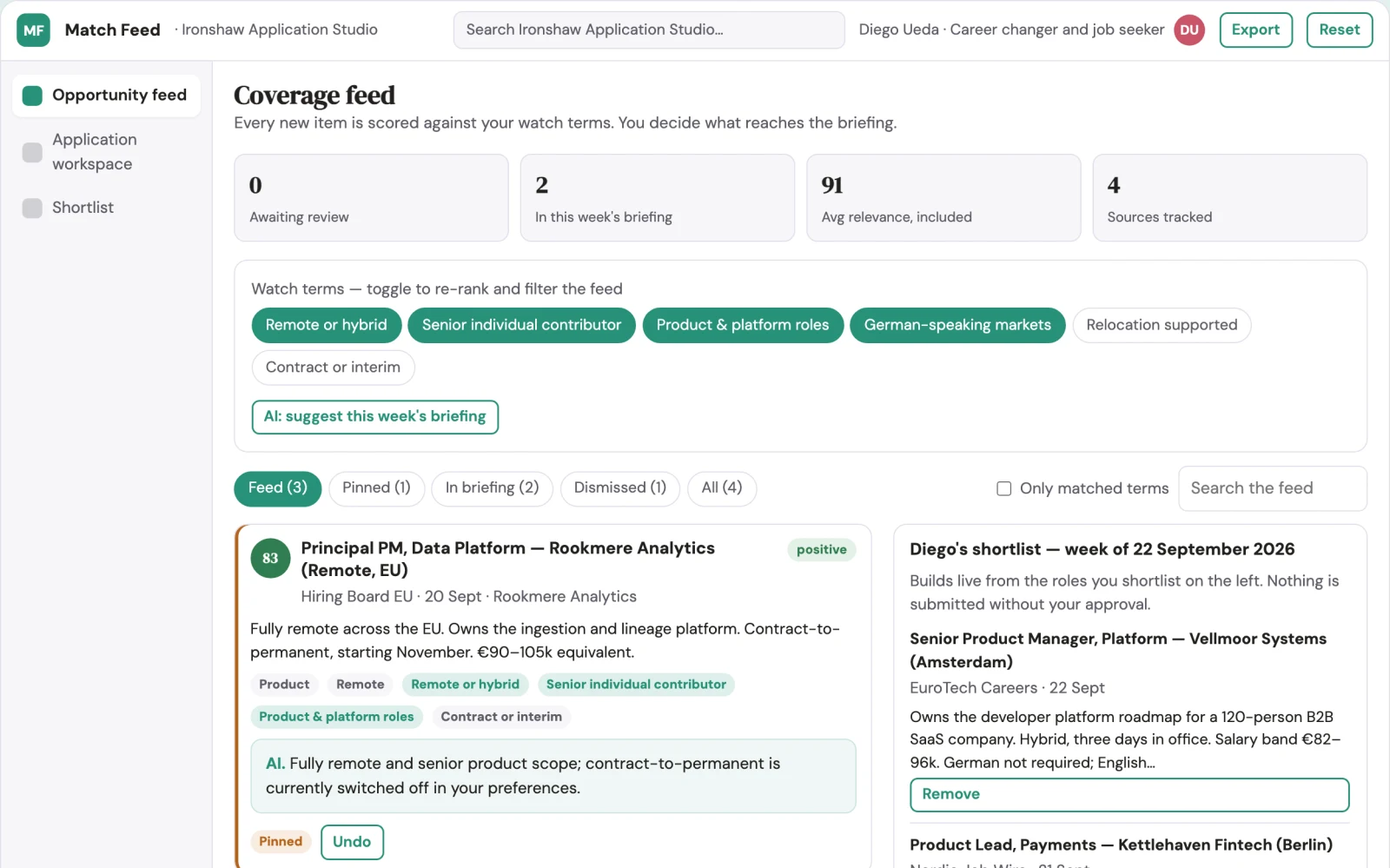 What Transparent opportunity matching and shortlist platform looks like