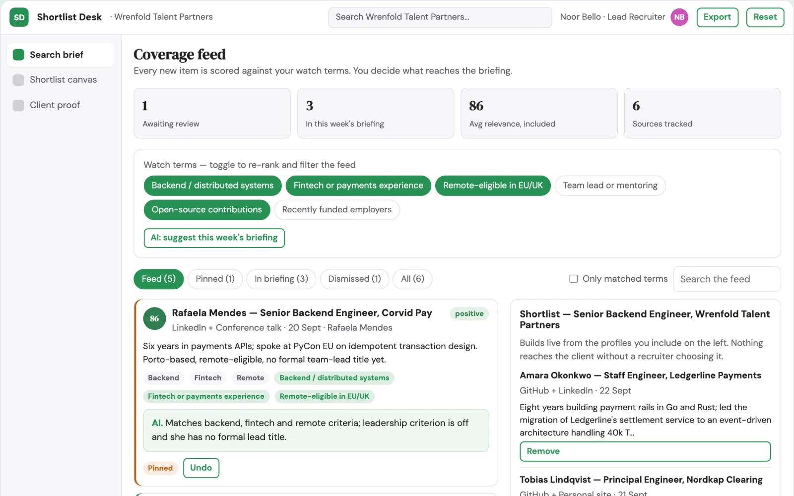 What Transparent opportunity matching and shortlist platform looks like