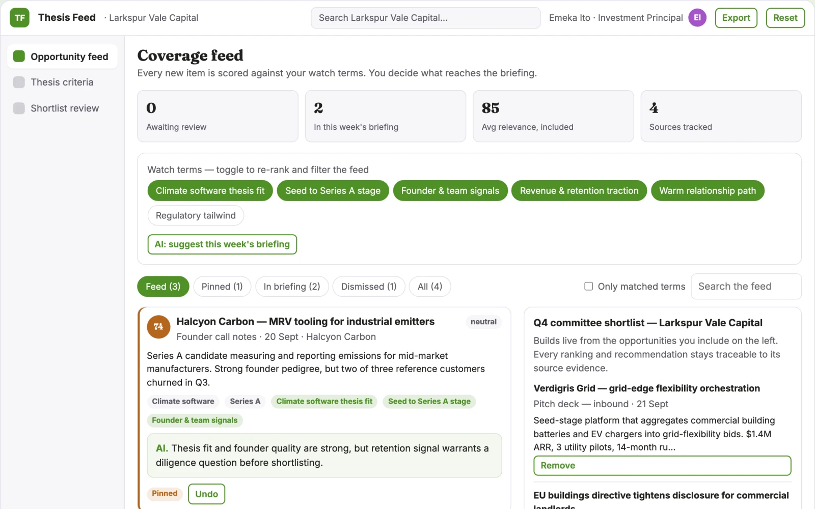 What Transparent opportunity matching and shortlist platform looks like