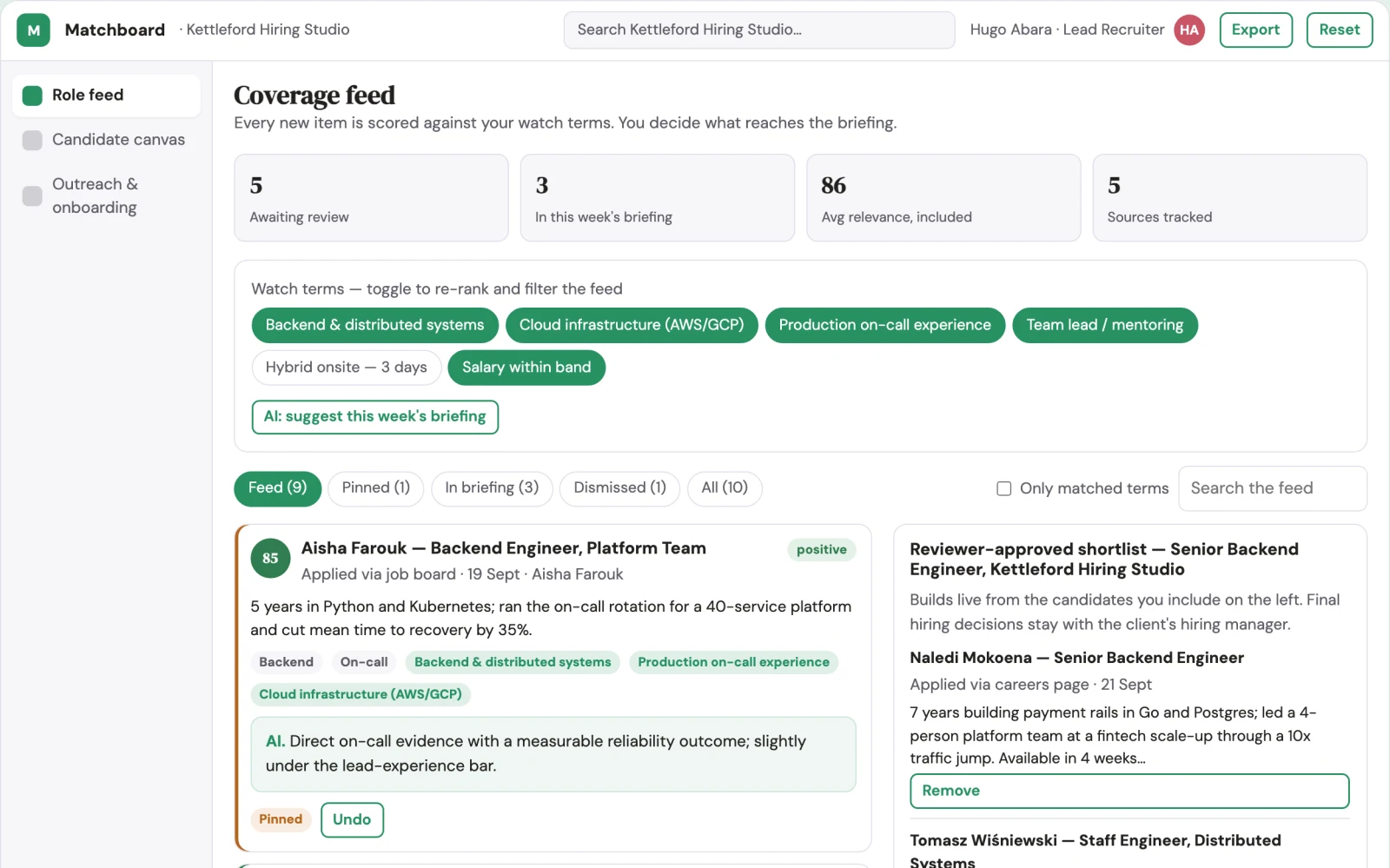 What Transparent opportunity matching and shortlist platform looks like