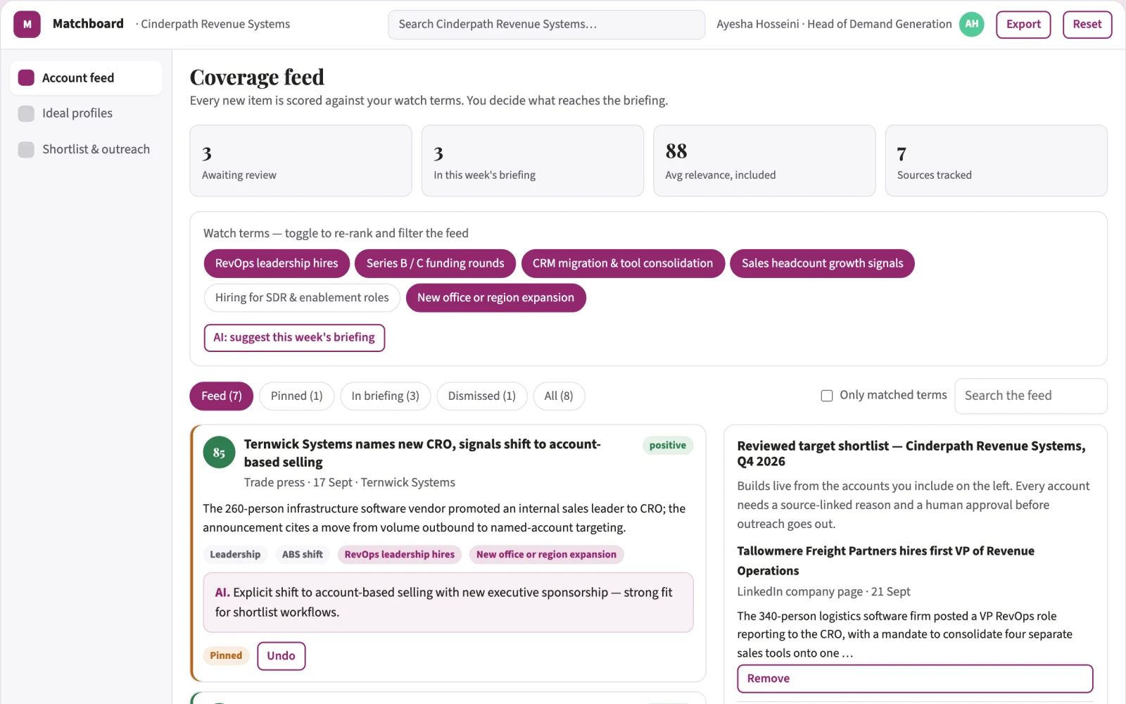 What Transparent opportunity matching and shortlist platform looks like