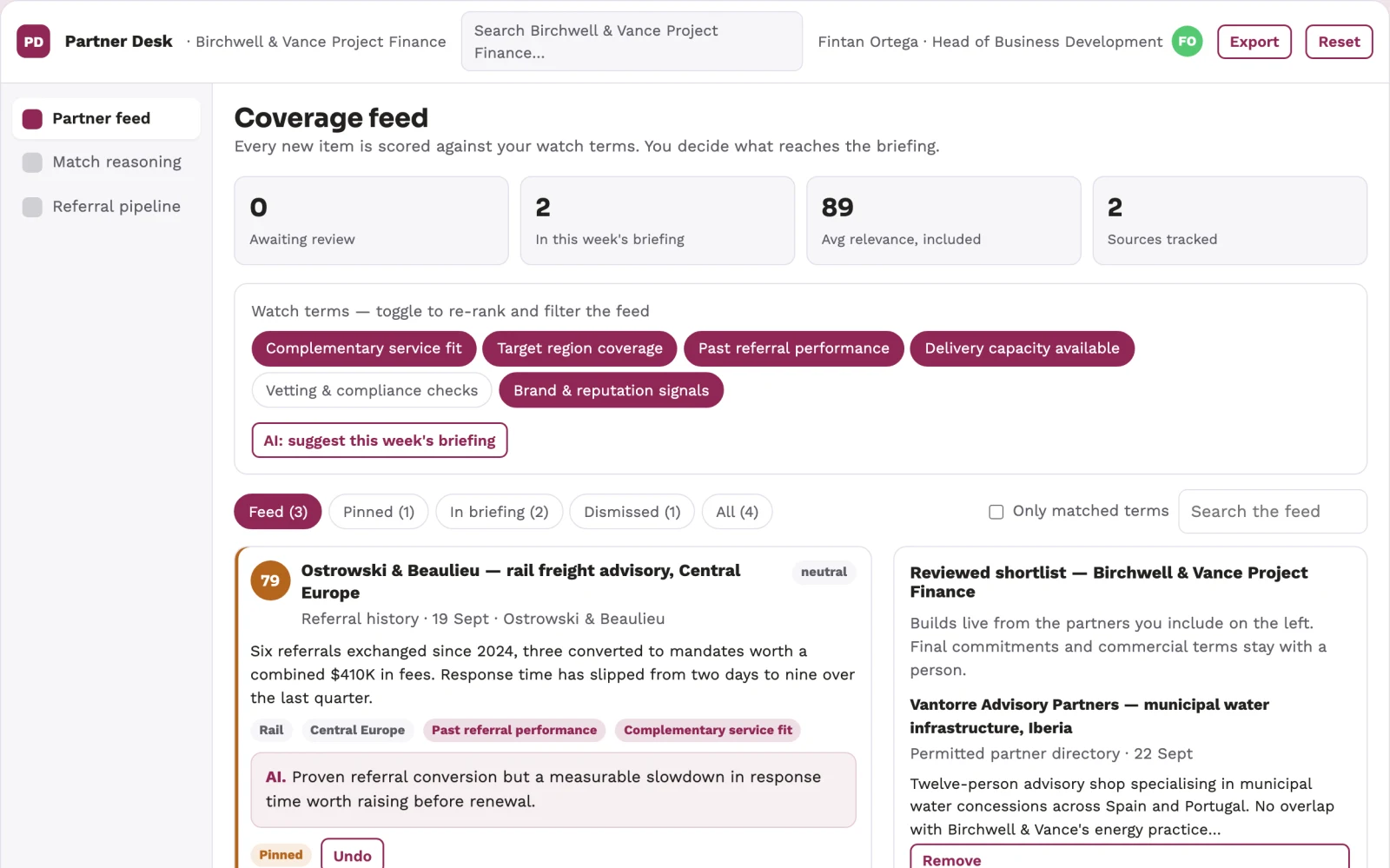 What Transparent partner matching and referral workbench looks like