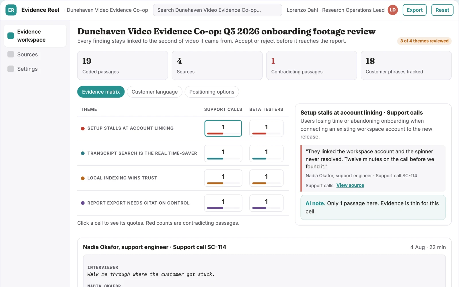 What Video evidence analysis and reporting workspace looks like