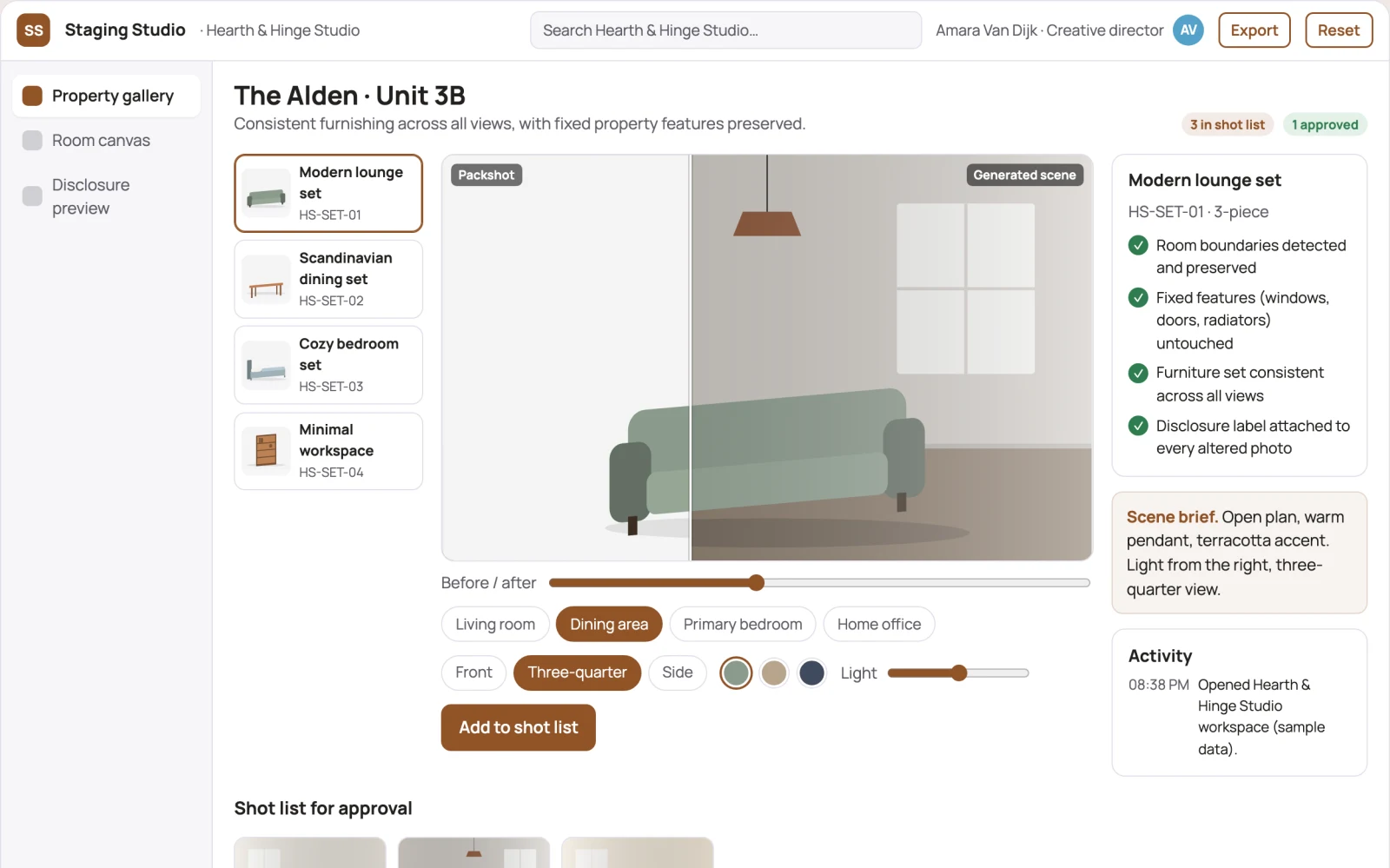What Virtual staging studio looks like