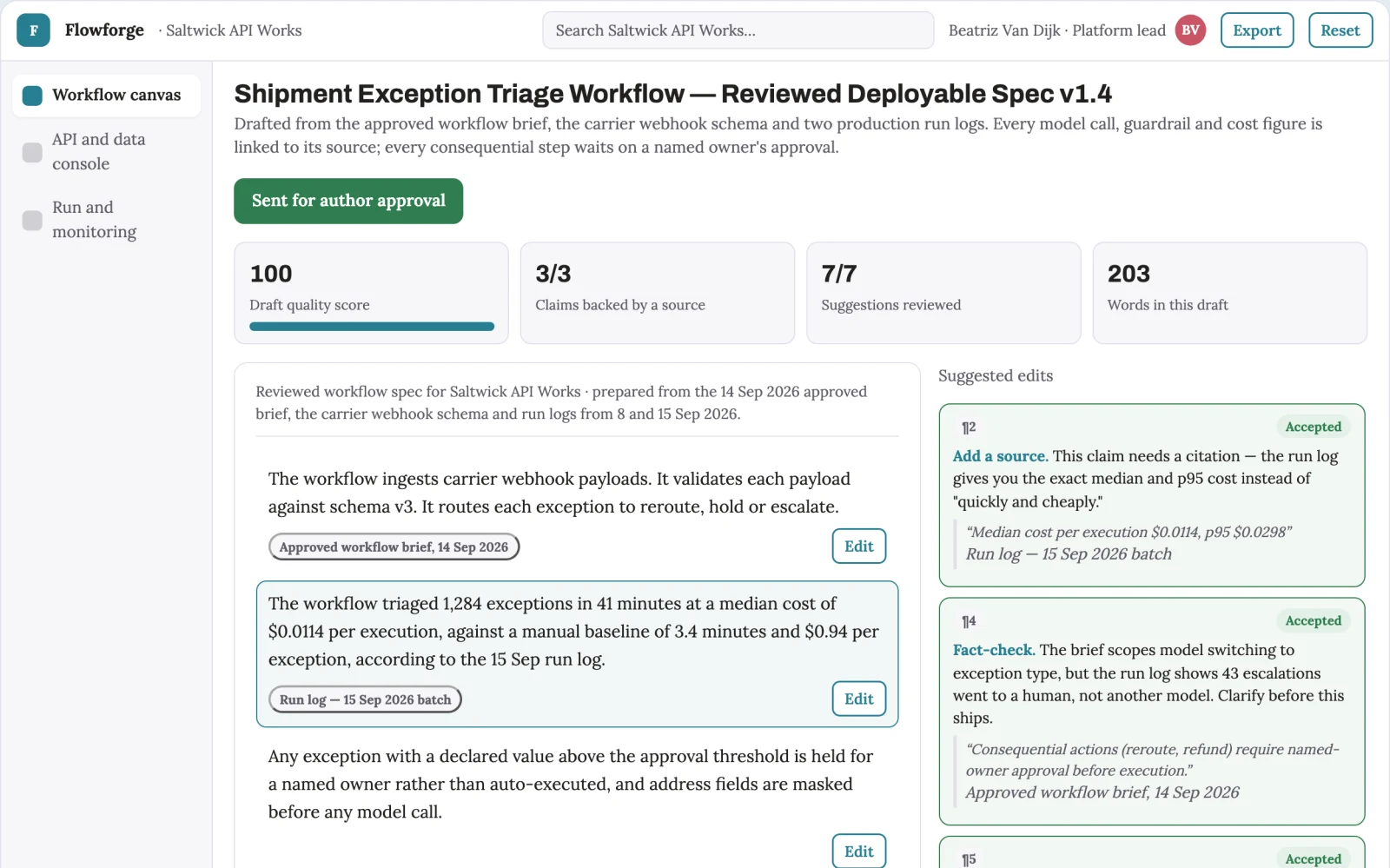 What Visual backend API and AI workflow delivery workspace looks like