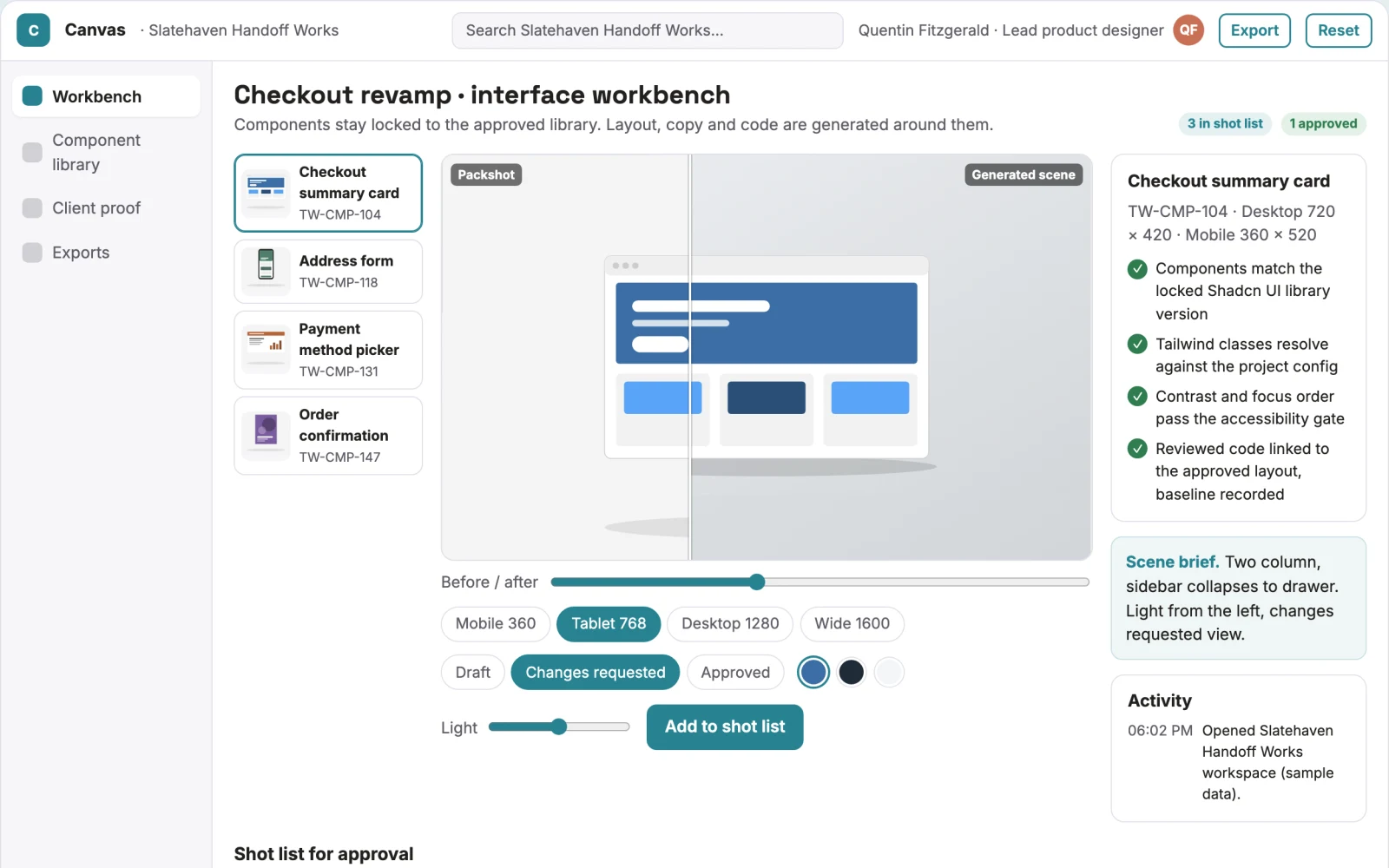 What Visual interface design to code workbench looks like