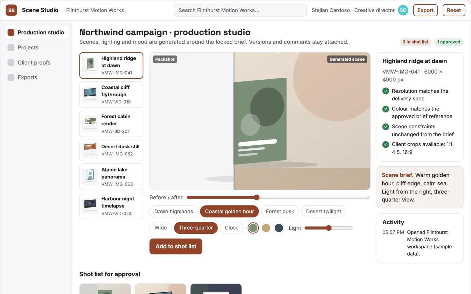 What Visual production and review workspace looks like