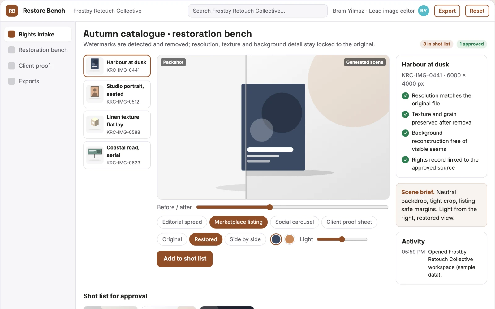 What Watermark-free image restoration workbench looks like