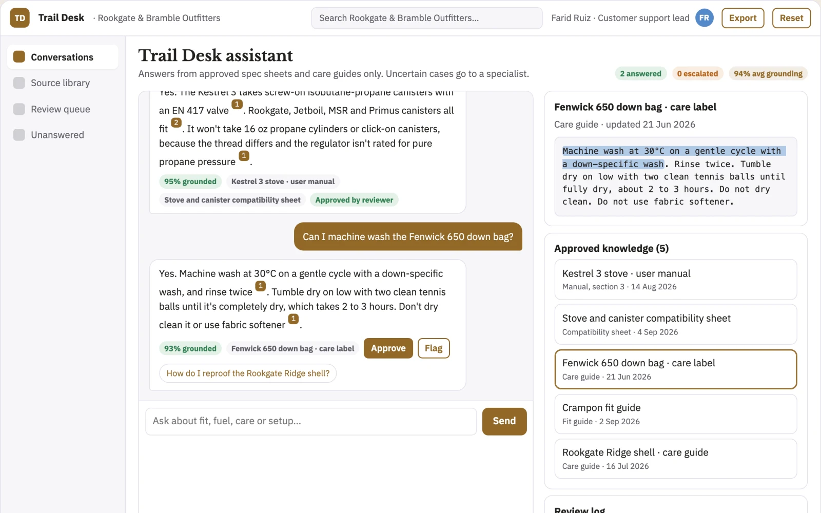 What WhatsApp AI assistant and admin console looks like